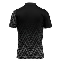 New Zealand Ta Moko Silver Fern Zipper Polo Shirt Taniko Taniwha Motifs