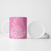 New Zealand Ta Moko Silver Fern Pink Ceramic Mug Taniko Taniwha Motifs