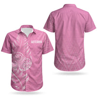 New Zealand Ta Moko Silver Fern Pink Couples Matching Tank Maxi Dress and Hawaiian Shirt Taniko Taniwha Motifs