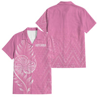 New Zealand Ta Moko Silver Fern Pink Family Matching Short Sleeve Bodycon Dress and Hawaiian Shirt Taniko Taniwha Motifs