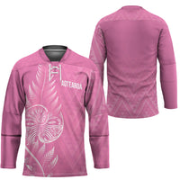 New Zealand Ta Moko Silver Fern Pink Hockey Jersey Taniko Taniwha Motifs