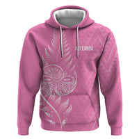 New Zealand Ta Moko Silver Fern Pink Hoodie Taniko Taniwha Motifs