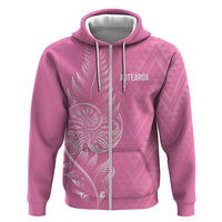 New Zealand Ta Moko Silver Fern Pink Hoodie Taniko Taniwha Motifs