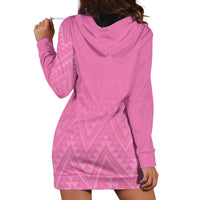 New Zealand Ta Moko Silver Fern Pink Hoodie Dress Taniko Taniwha Motifs