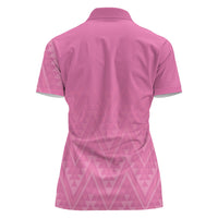 New Zealand Ta Moko Silver Fern Pink Women Polo Shirt Taniko Taniwha Motifs