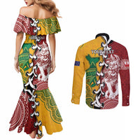 Mate Ma'a Tonga Vs Australia Rugby Personalized Couples Matching Mermaid Dress and Long Sleeve Button Shirt Special Mascots