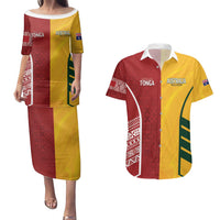 Australia - Tonga Rugby Custom Couples Matching Puletasi and Hawaiian Shirt Minimalist Dynamic