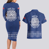 Queen Salote College 100 Years Anniversary Personalized Couples Matching Long Sleeve Bodycon Dress and Hawaiian Shirt Tonga QSC Royal Blue - Polynesian Pride
