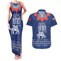 Queen Salote College 100 Years Anniversary Personalized Couples Matching Tank Maxi Dress and Hawaiian Shirt Tonga QSC Royal Blue LT7 Royal Blue - Polynesian Pride