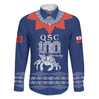 Queen Salote College 100 Years Anniversary Personalized Family Matching Long Sleeve Bodycon Dress and Hawaiian Shirt Tonga QSC Royal Blue LT7 Dad's Shirt - Long Sleeve Royal Blue - Polynesian Pride
