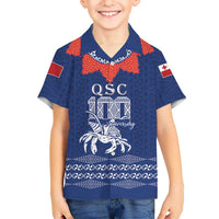 Queen Salote College 100 Years Anniversary Personalized Family Matching Short Sleeve Bodycon Dress and Hawaiian Shirt Tonga QSC Royal Blue LT7 Son's Shirt Royal Blue - Polynesian Pride