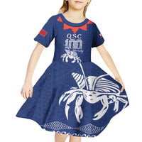 Queen Salote College 100 Years Anniversary Personalized Kid Short Sleeve Dress Tonga QSC Royal Blue - Polynesian Pride
