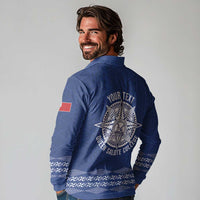 Queen Salote College 100 Years Anniversary Personalized Long Sleeve Polo Shirt Tonga QSC Royal Blue - Polynesian Pride