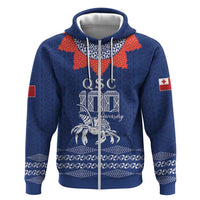 Queen Salote College 100 Years Anniversary Personalized Zip Hoodie Tonga QSC Royal Blue - Polynesian Pride