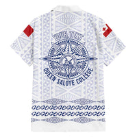 Queen Salote College 100 Years Anniversary Personalized Family Matching Long Sleeve Bodycon Dress and Hawaiian Shirt Tonga QSC White LT7 - Polynesian Pride