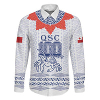 Queen Salote College 100 Years Anniversary Personalized Family Matching Long Sleeve Bodycon Dress and Hawaiian Shirt Tonga QSC White LT7 Dad's Shirt - Long Sleeve White - Polynesian Pride