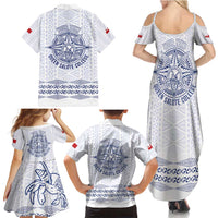 Queen Salote College 100 Years Anniversary Personalized Family Matching Summer Maxi Dress and Hawaiian Shirt Tonga QSC White - Polynesian Pride