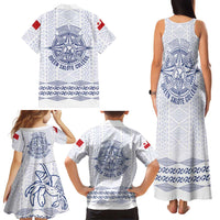 Queen Salote College 100 Years Anniversary Personalized Family Matching Tank Maxi Dress and Hawaiian Shirt Tonga QSC White LT7 - Polynesian Pride