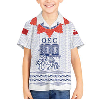 Queen Salote College 100 Years Anniversary Personalized Family Matching Tank Maxi Dress and Hawaiian Shirt Tonga QSC White LT7 Son's Shirt White - Polynesian Pride