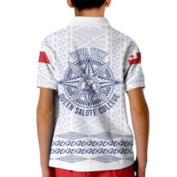 Queen Salote College 100 Years Anniversary Personalized Kid Polo Shirt Tonga QSC White LT7 - Polynesian Pride