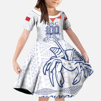 Queen Salote College 100 Years Anniversary Personalized Kid Short Sleeve Dress Tonga QSC White - Polynesian Pride