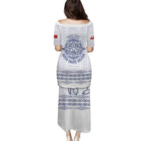 Queen Salote College 100 Years Anniversary Personalized Puletasi Tonga QSC White - Polynesian Pride