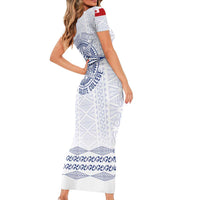 Queen Salote College 100 Years Anniversary Personalized Short Sleeve Bodycon Dress Tonga QSC White LT7 - Polynesian Pride