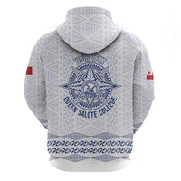 Queen Salote College 100 Years Anniversary Personalized Zip Hoodie Tonga QSC White - Polynesian Pride
