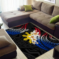 Personalised Philippines Tribal Area Rug Mix Plumeria - Flag Colors LT7 - Polynesian Pride