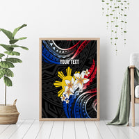 Personalised Philippines Tribal Canvas Wall Art Mix Plumeria - Flag Colors LT7 - Polynesian Pride