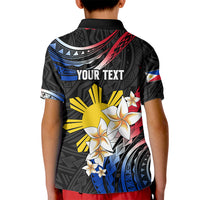 Personalised Philippines Tribal Kid Polo Shirt Mix Plumeria - Flag Colors LT7 - Polynesian Pride