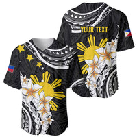 Personalised Philippines Tribal Baseball Jersey Mix Plumeria LT7 - Polynesian Pride