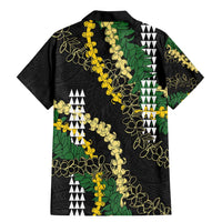 Hawaii Aloha Kakau Family Matching Mermaid Dress and Hawaiian Shirt Puakenikeni and Maile Lei Twist