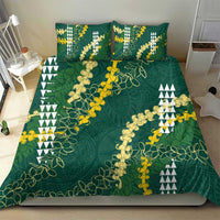 Hawaii Aloha Kakau Bedding Set Green Puakenikeni and Maile Lei Twist