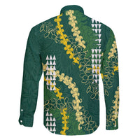 Hawaii Aloha Kakau Family Matching Tank Maxi Dress and Hawaiian Shirt Green Puakenikeni and Maile Lei Twist