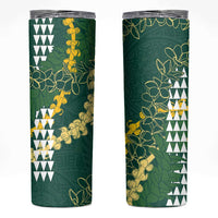 Hawaii Aloha Kakau Skinny Tumbler Green Puakenikeni and Maile Lei Twist