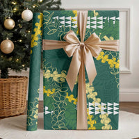 Hawaii Aloha Kakau Wrapping Paper Green Puakenikeni and Maile Lei Twist