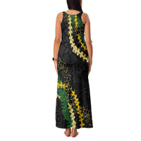 Hawaii Puakenikeni - Maile Lei Family Matching Tank Maxi Dress and Hawaiian Shirt Obsidian Black