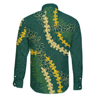 Hawaii Puakenikeni - Maile Lei Family Matching Off Shoulder Maxi Dress and Hawaiian Shirt Sage Green