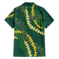 Hawaii Puakenikeni - Maile Lei Family Matching Short Sleeve Bodycon Dress and Hawaiian Shirt Sage Green