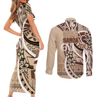 Samoa Siapo Classic Motif Couples Matching Short Sleeve Bodycon Dress and Long Sleeve Button Shirt Manuia le tuto’atasi o Samoa Independence