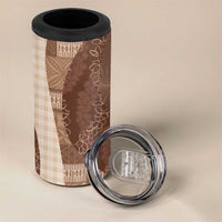 Polynesian Tribal Pattern Patchwork Picturesque 4 in 1 Can Cooler Tumbler Mocha