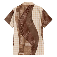 Polynesian Tribal Pattern Patchwork Picturesque Family Matching Summer Maxi Dress and Hawaiian Shirt Mocha