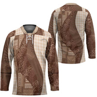Polynesian Tribal Pattern Patchwork Picturesque Hockey Jersey Mocha
