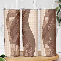 Polynesian Tribal Pattern Patchwork Picturesque Skinny Tumbler Mocha