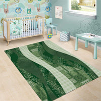 Polynesian Tribal Pattern Patchwork Picturesque Area Rug Sage Green
