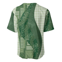 Polynesian Tribal Pattern Patchwork Picturesque Baseball Jersey Sage Green