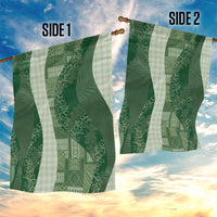 Polynesian Tribal Pattern Patchwork Picturesque Garden Flag Sage Green