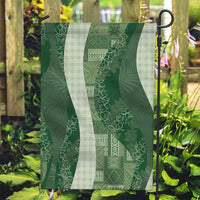 Polynesian Tribal Pattern Patchwork Picturesque Garden Flag Sage Green