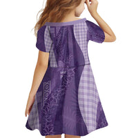 Polynesian Tribal Pattern Patchwork Picturesque Family Matching Long Sleeve Bodycon Dress and Hawaiian Shirt Deep Violet LT7 - Polynesian Pride